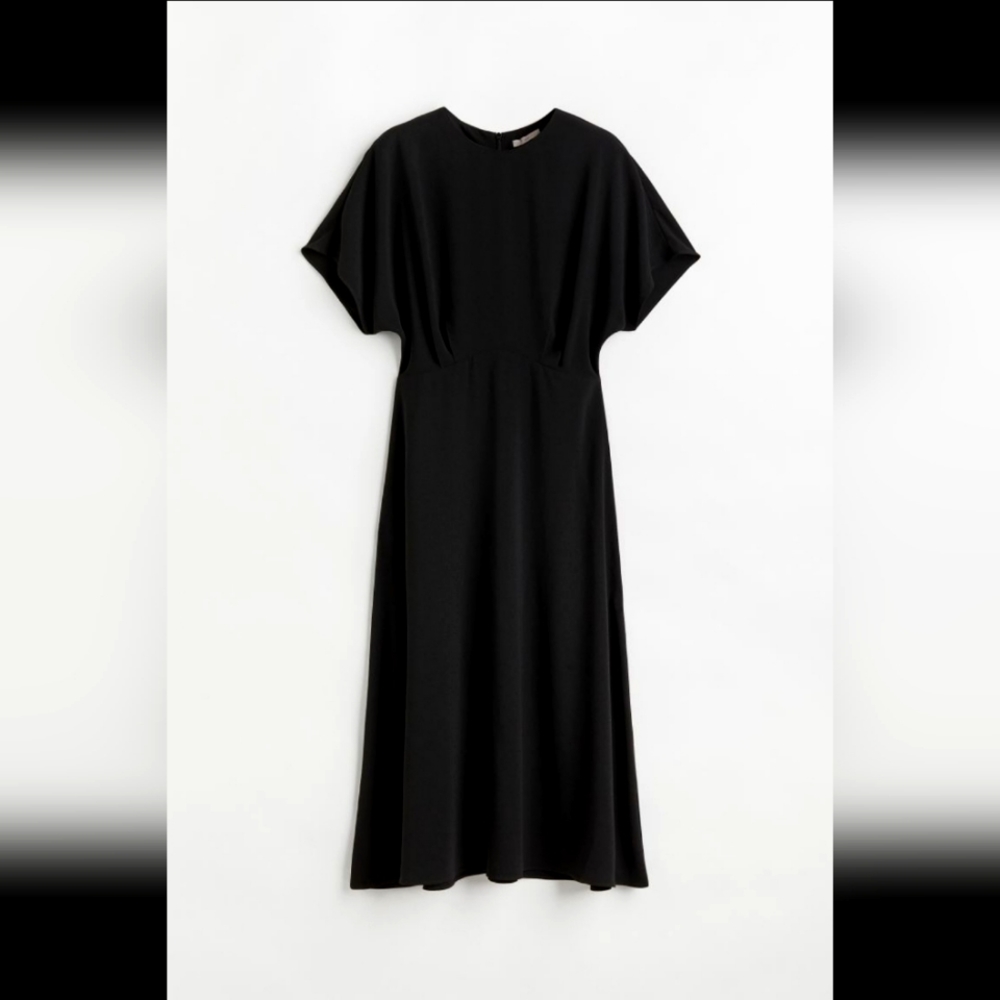 Black, midi, A-line dress